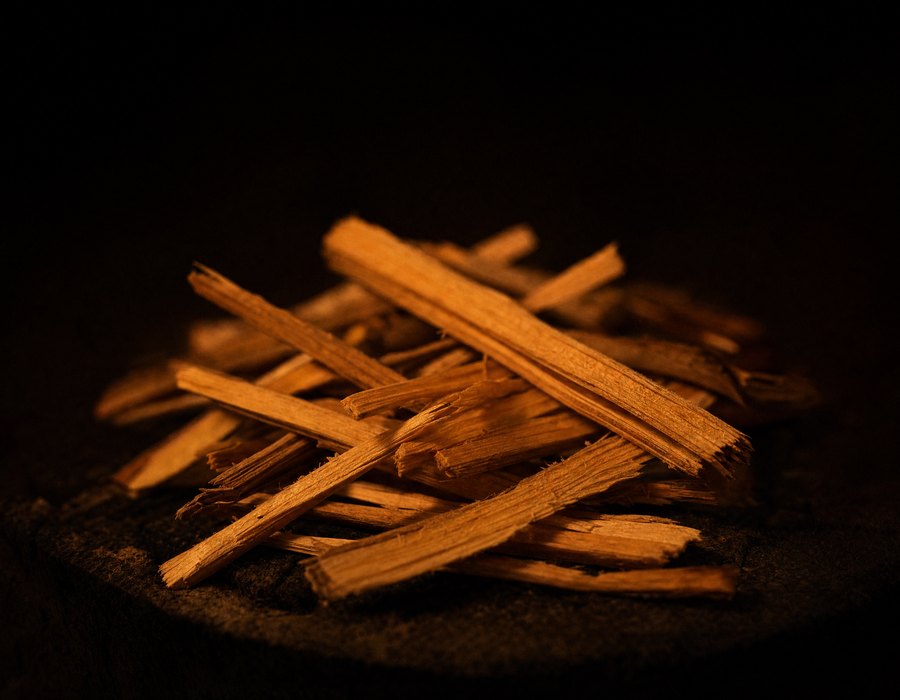 A pile of finely split dry kindling sticks